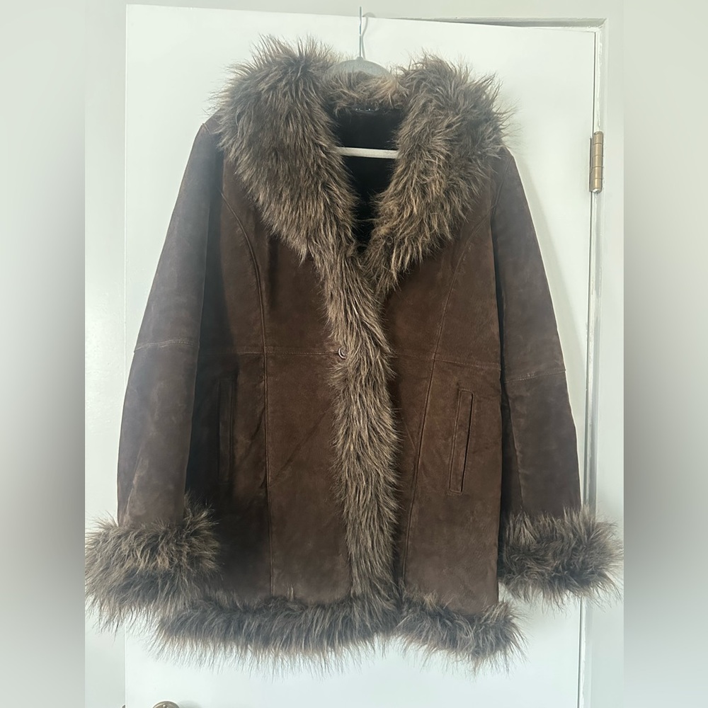 Marvin Richards Brown Teddy Jacket with Fur Trim